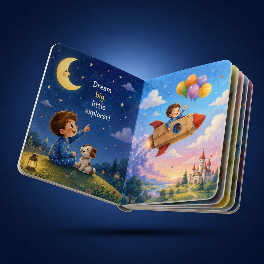 Custom board book with colorful illustrations