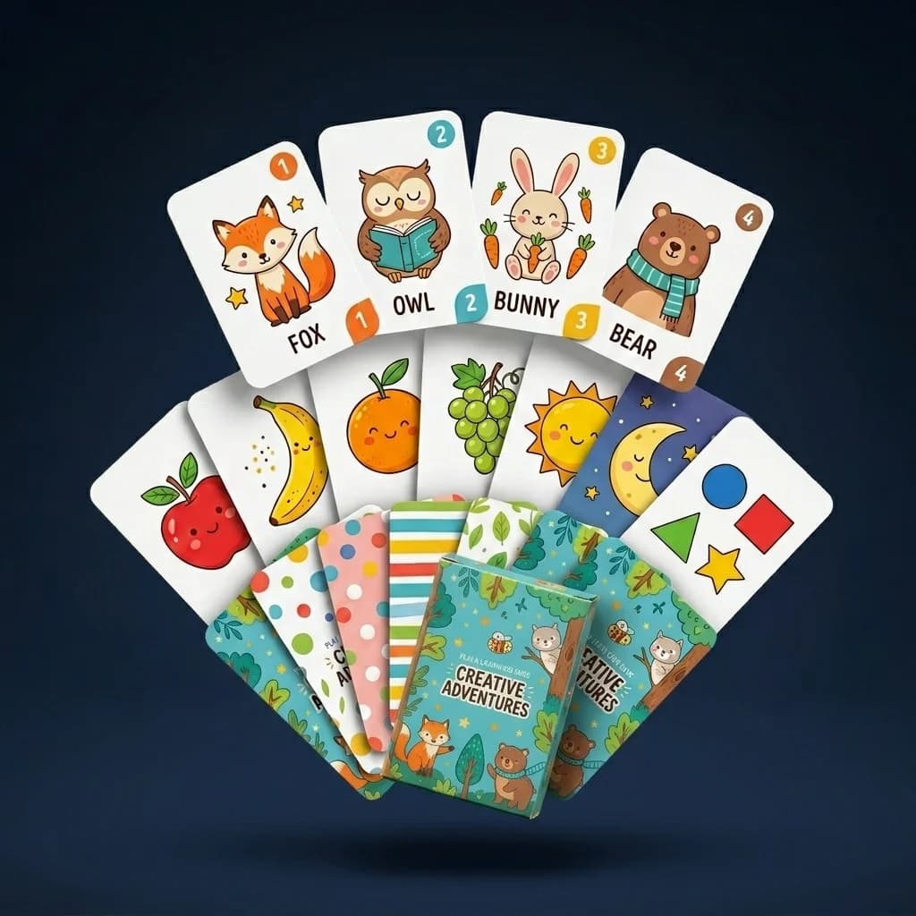Custom card game with colorful illustrations