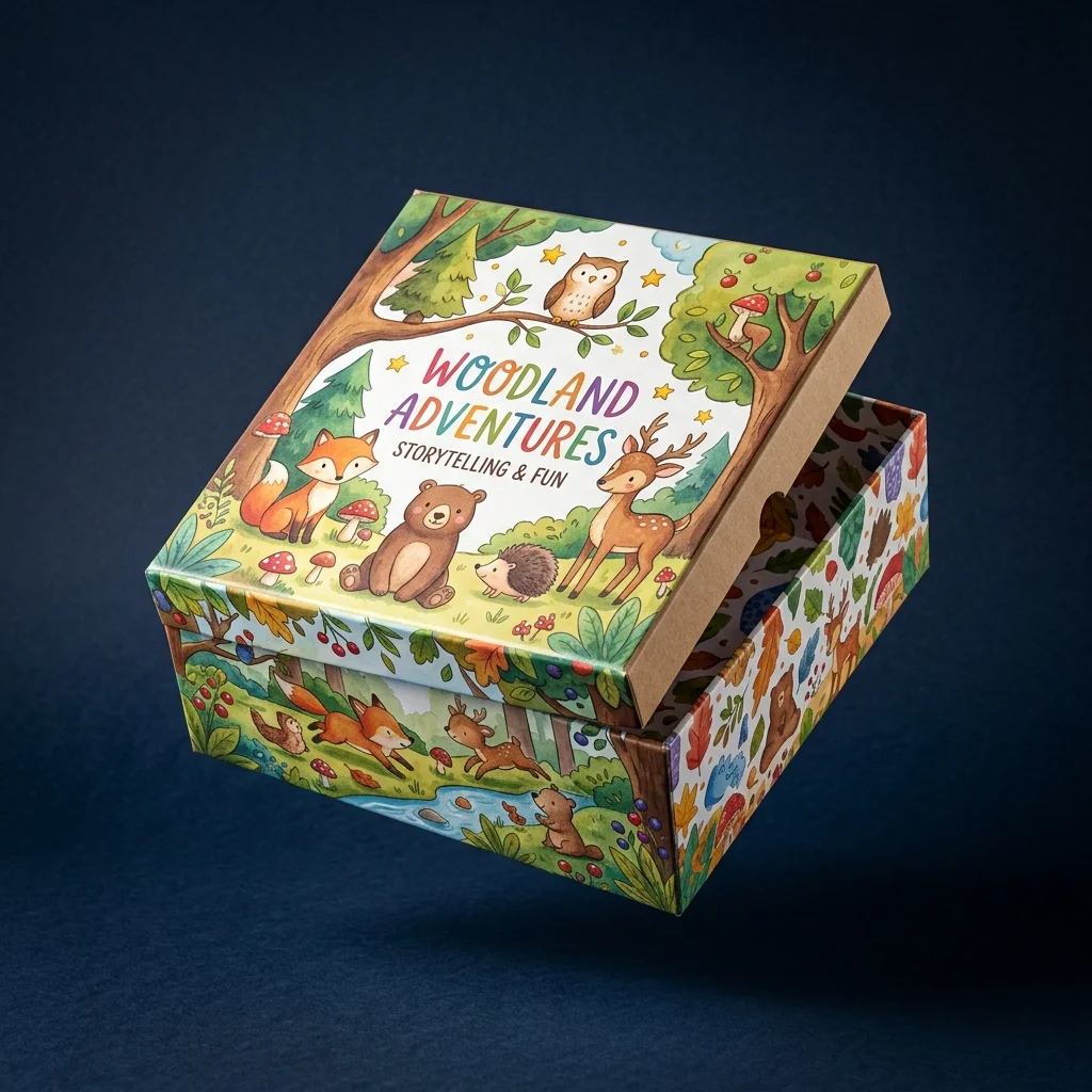Custom custom box with colorful illustrations